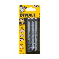 Полотно пильное DeWALT по твердому дереву, ДСП, МДФ, столешницам, пластику, общая длина 100мм, рабочая длина 75мм, глубина реза 30мм, биметаллическое, для электролобзиков, 3шт.