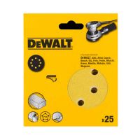 Самоклеющаяся шлифовальная шкурка DeWALT, d=150 мм, зерно 40,  для эксцентриковых шлифовальных машин, 25 штук.