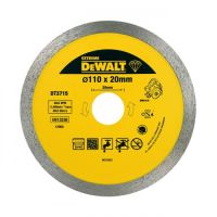 Диск алмазный DeWALT, 110х1.6х20.0мм, высота сегментов 8мм, сплошной, для мокрой и сухой резки твердых металлов от керамической плитки и до гранита и мрамора для плиткорезов DWC410.