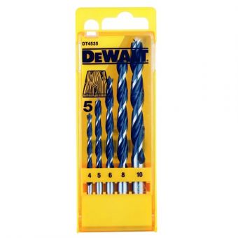 Набор сверл DeWALT по дереву, d= 4,5,6,8,10 мм.