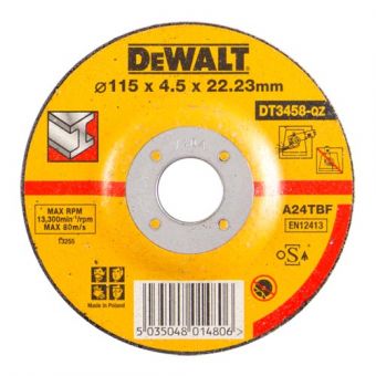 Круг шлифовочный DeWALT по металлу, 115х4.0х2.2мм, согнутого профиля